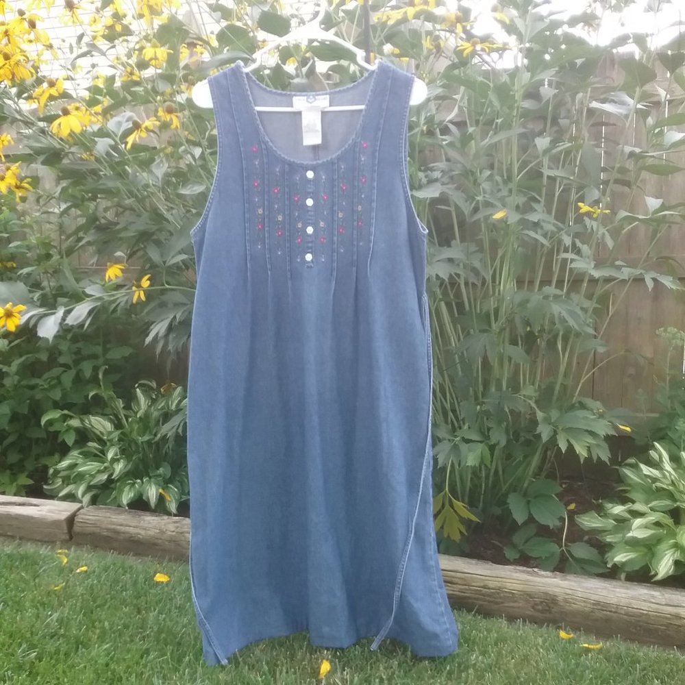 Tru Blue Casual Sportswear Denim Jumper Dress; M;